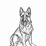 Happy German Shepherd Coloring Page For Children · Creative Fabrica sketch template