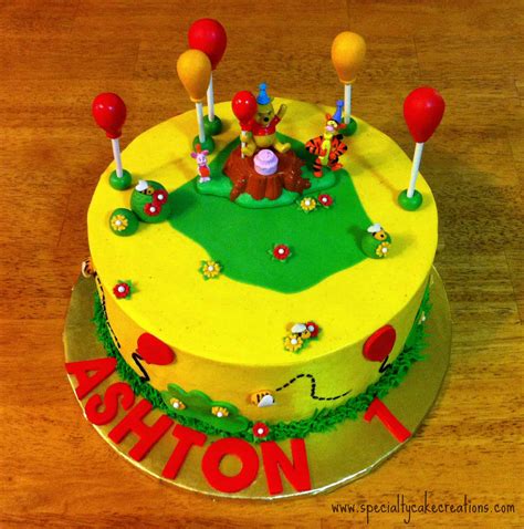 Winnie the Pooh First Birthday Cake with Smash Cake