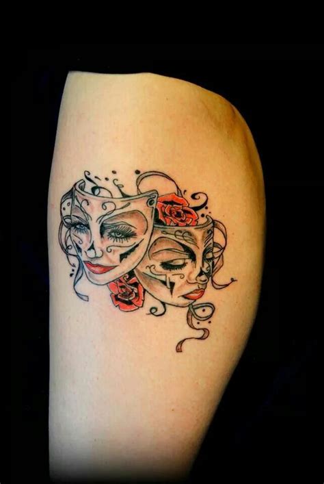 A better picture of my new tattoo! So proud of my theatre masks! :-) #happy | Tattoos, Body art ...