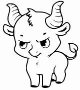Cartoon Little Bull sketch template