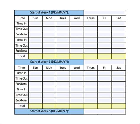 Free Printable Monthly Timesheet Template Collection