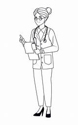 female doctor coloring 10429696 Vector Art At Vecteezy sketch template
