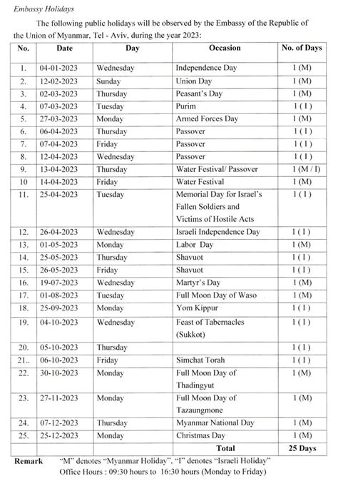 Embassy Holidays | The Embassy of The Republic of The Union of Myanmar ...
