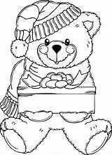 Christmas Teddy Bear Coloring Pages  Coloring And Drawing sketch template