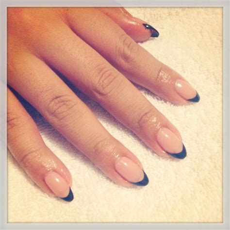 Black French manicure | French tip nails, French nails, Black almond nails