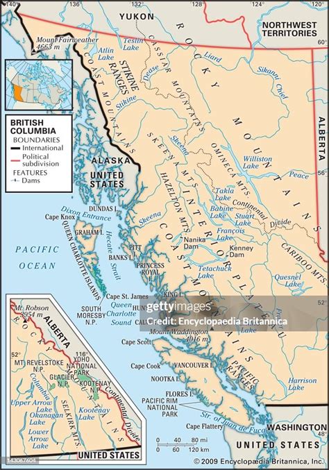 Physical Map Of British Columbia, Physical Map Of British Columbia,... News Photo - Getty Images