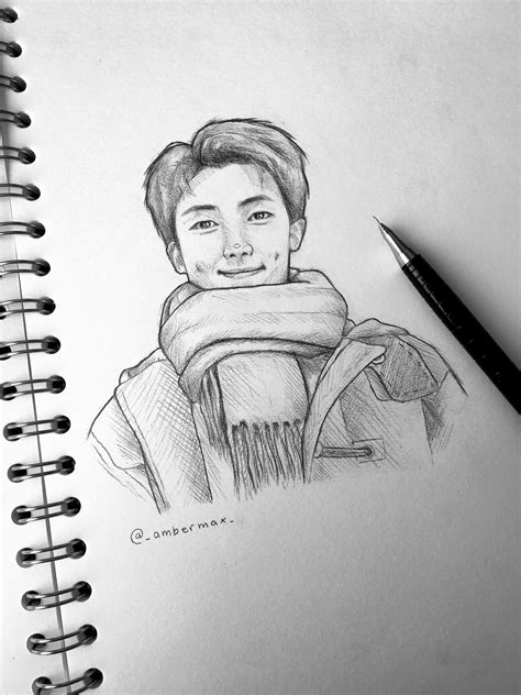 Namjoon drawing | Иллюстрации чернилами, Милые рисунки, Рисунки лица