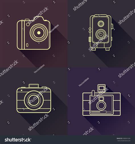 Line art vintage camera icon sets. Vector - Royalty Free Stock Vector 380641636 - Avopix.com