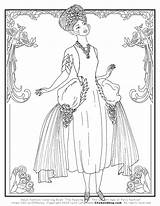 Free 1920s Flapper Coloring Page In Black And White — Chub Bug  sketch template