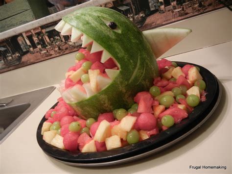 Frugal Homemaking: Shark-Shaped Watermelon Fruit Salad