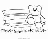 Teddy Bear On Bench Coloring Page For Kids  Free Printable sketch template