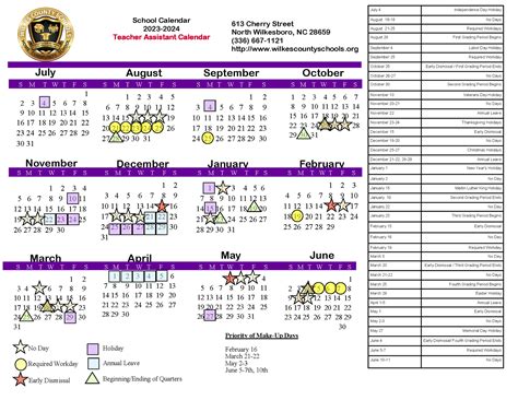 Year-at-a-Glance District Calendars – District – Wilkes County Schools