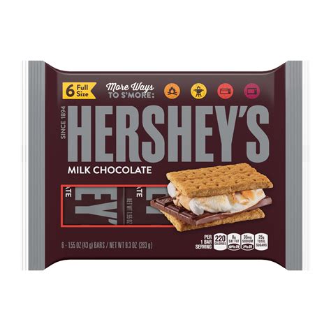 HERSHEY'S, Milk Chocolate Candy, Individually Wrapped, 1.55 oz, Bars, 6 Ct. – Walmart Inventory ...