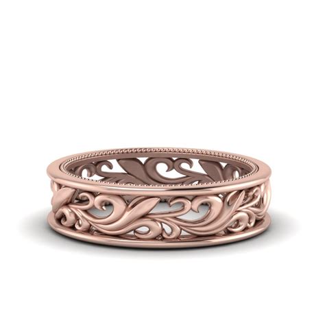 Womens Filigree Wedding Band In 14K Rose Gold | Fascinating Diamonds