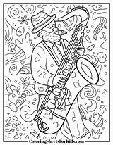 Saxophone Player Coloring Page sketch template