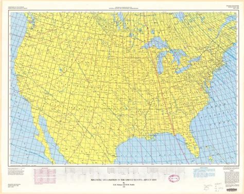 Map : Magnetic declination in the United States - Epoch 1980, 1980 Cartography Wall Art : in ...