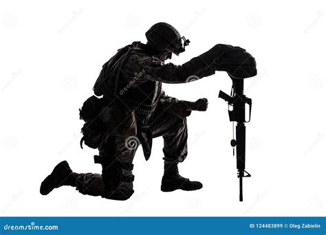 Kneeling Soldier With Machine Gun Stock Photo | CartoonDealer.com #25024932