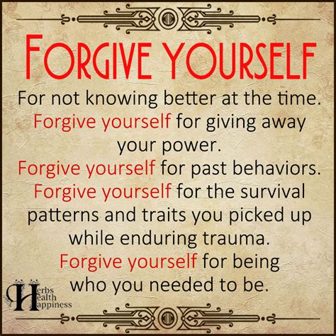 Forgive Yourself For Not Knowing Better At The Time | Health and ...