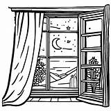 Nighttime Window Coloring Page · Creative Fabrica sketch template