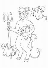 Premium Vector  The Devil With A pitchfork Catches Cute Devils sketch template