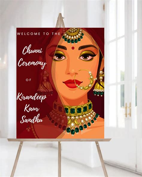 Chunni Welcome Signs Punjabi for Chunni Signages, Wedding Chunni Ceremony Poster & Welcome to ...