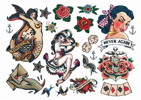 Rockabilly Temporary Tattoo Vintage Temporary Tattoos Sailor | Etsy