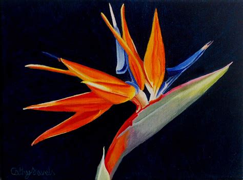 Bird of Paradise Flower Painting Orange Flower Wall Art | Etsy