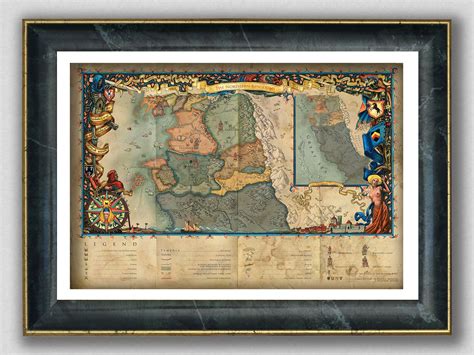 World of Witcher Map, Witcher's Map print, The Witcher wall decor, Game Map art, The Witcher 3 ...