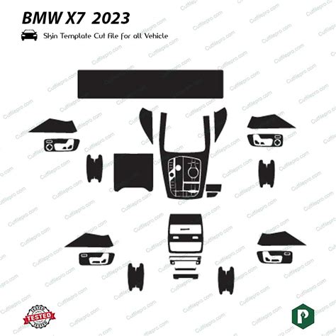 BMW X7 2023 Car Interior PPF or Wrap Template Vector