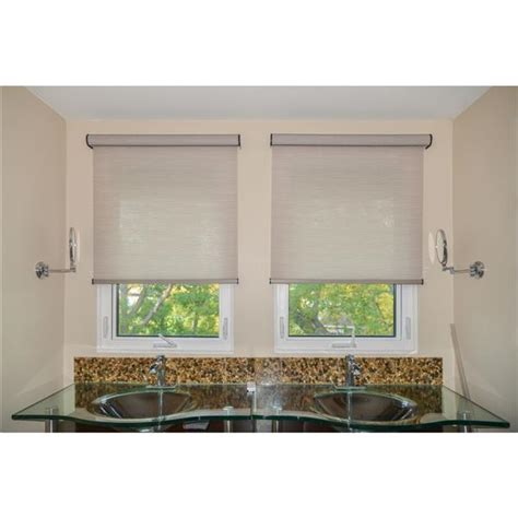 Sun Glow 56-in x 72-in Desert Motorized Woven Roller Shade with Valance ...