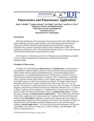 Fluorescence and Fluorescence Applications