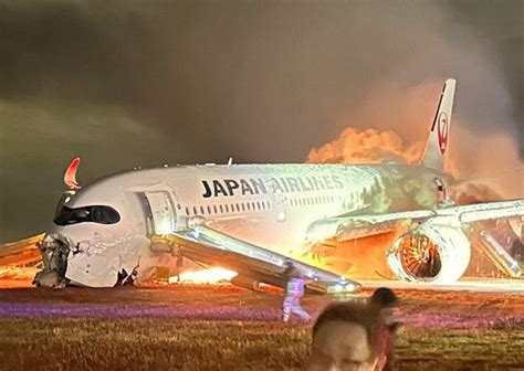 Photo of Japan Airlines Flight 516 (A350) after it collided with an DHC ...