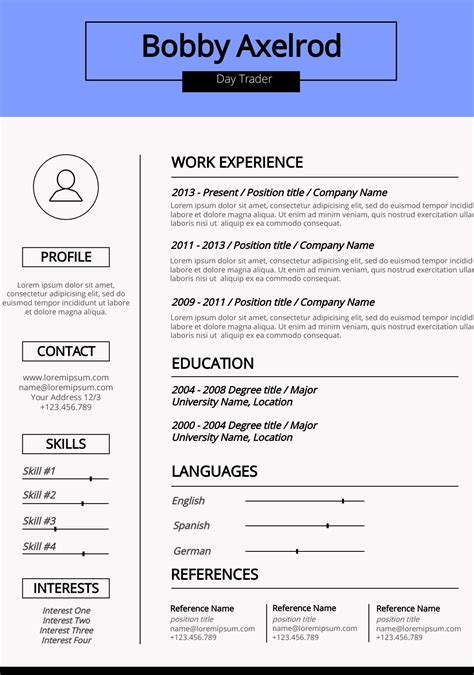 Horizontal Resume Template Resume Template Infographi - vrogue.co