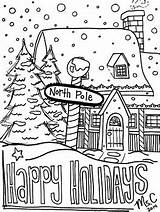 Happy Holidays North Pole Christmas Coloring Sheet By Art With Ms C sketch template