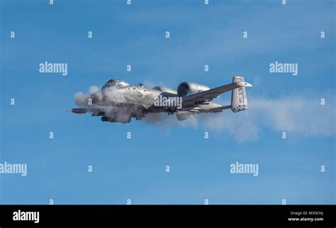 An A-10 Thunderbolt II fires it’s GAU-8 Avenger 30 mm cannon over the Barry M. Goldwater Range ...