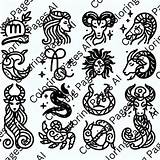 Zodiac Signs Coloring Page  Pages AI sketch template