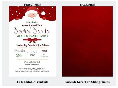 Festive Secret Santa Gift Exchange Christmas Party Invitation