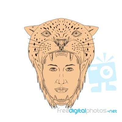 Female Aztec Warrior Jaguar Headdress Drawing Stock Image - Royalty Free Image ID 100564867