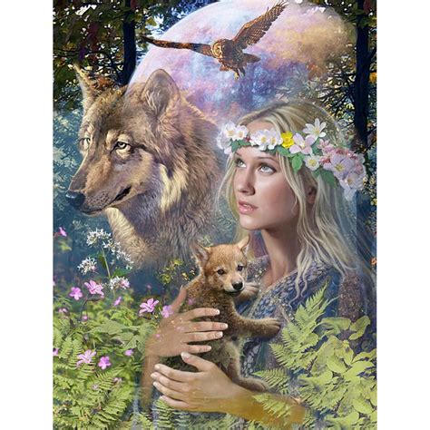 Beauty and Wolf and Eagle 5D Diamond Painting - 5diamondpainting.com ...