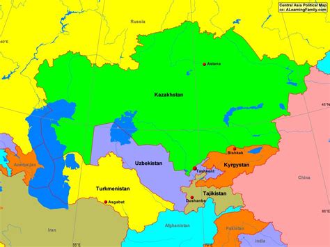 Central Asia Political Map - A Learning Family