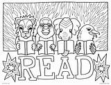 Animals Reading Coloring Pages sketch template