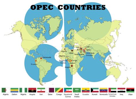 OPEC Member States, Political Map, English Labeling Stock Vector ...