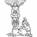 Totem Pole Carving Coloring Page sketch template