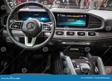 New 2020 Mercedes GLE 300d 4MATIC Car Interior Showcased at the Paris Motor Show Editorial Stock ...