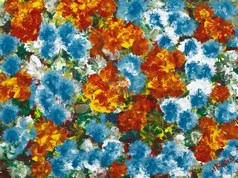 Blue and Orange Flowers - J Klein Gallery