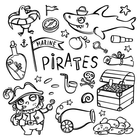 PIRATE TREASURES Cartoon Clipart Vector Illustration Set 20455425 ...