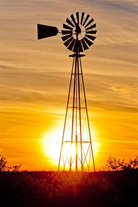 Texas wind pump sunset stock photo. Image of wind, history - 63195766