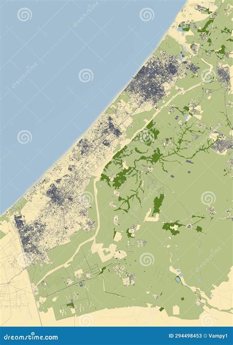Map Of Gaza Strip, Israel, Map And Borders, Reliefs And Lakes Royalty-Free Stock Photo ...