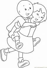 Caillou Enjoying Coloring Page For Kids  Free Printable sketch template