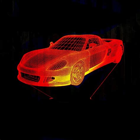 LED Car 3D Lamp 7 Color Changing LED Luminaria Night Light 3D Illusion ...